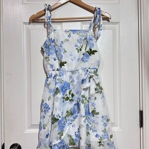 Floral Blue and White Dress
